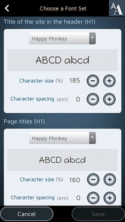 Можете също да изберете шрифта за всеки тип текст.